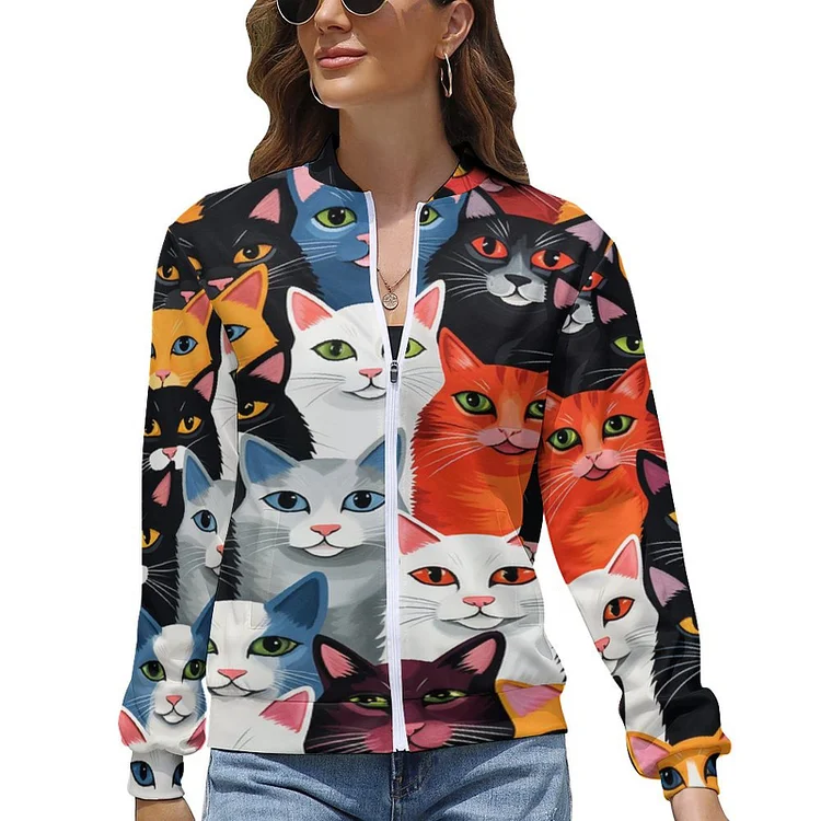 Women's Zipper Jacket CARTOON CAT customized, personalized, gift