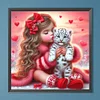 (40*40cm)Girl White Tiger - Full Round Drill Diamond Painting