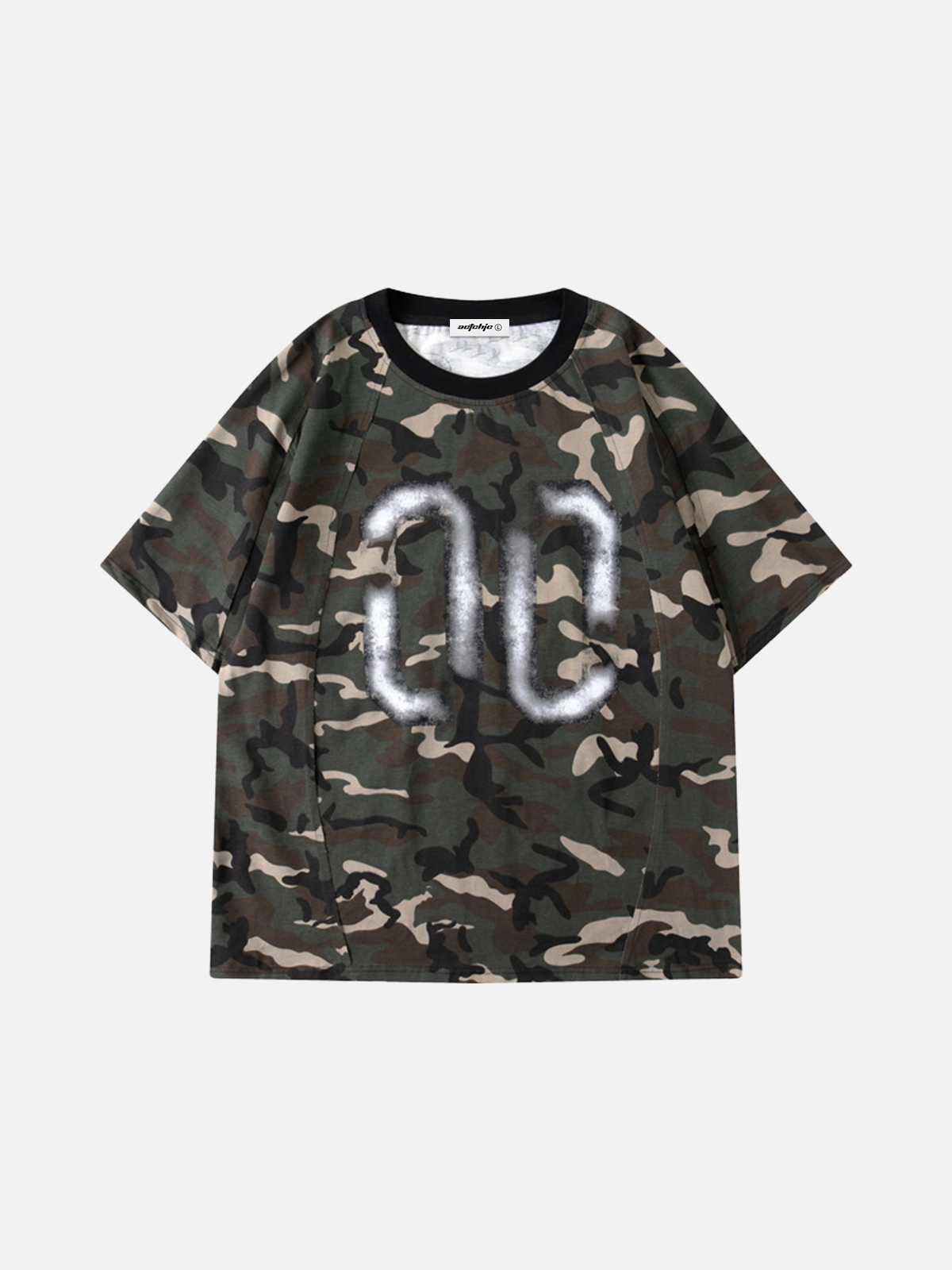 Camouflage Act Chic Oversized Camouflage Number Print Tee Front