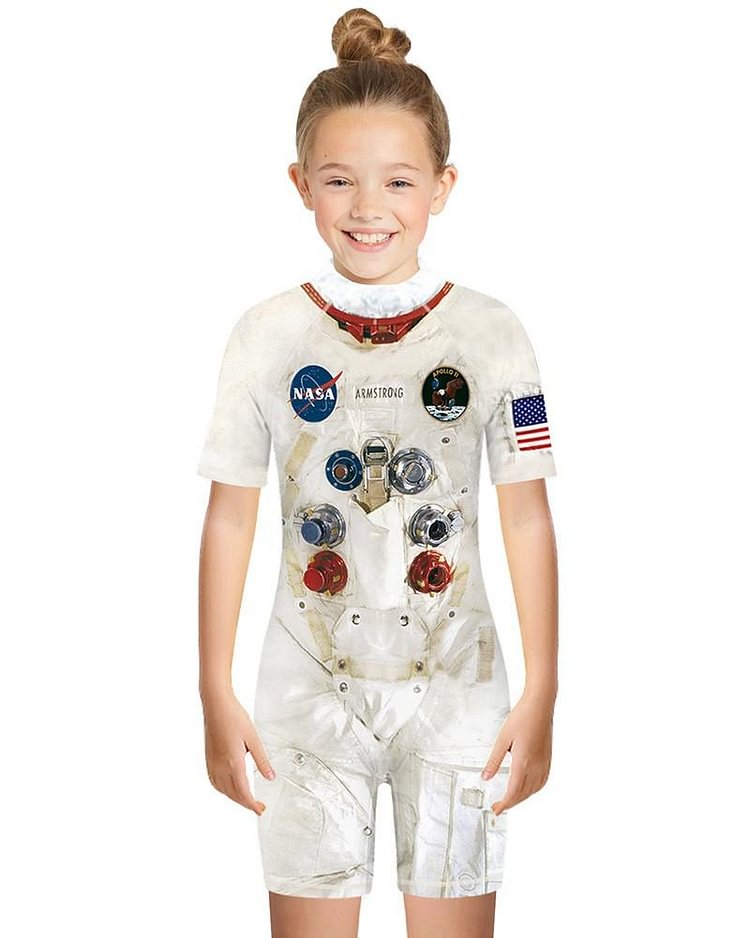 Nasa Spacesuit Printed Boys Girls One Piece Rash Guard Swimsuit-Mayoulove