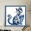 Blue Porcelain Cat - 11CT Stamped Cross Stitch 40*40cm tapestrymarket