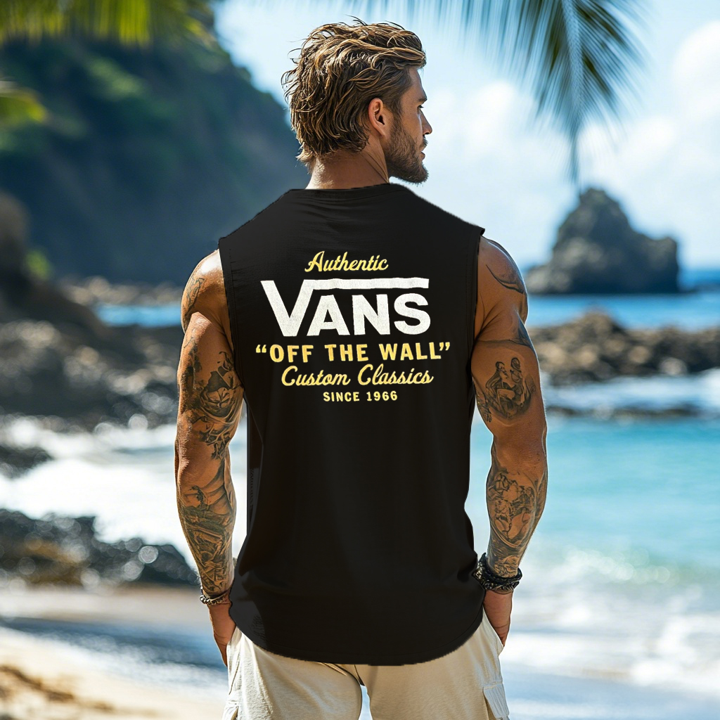 Men's Vintage Surf Oversized Print Tank Top / TECHWEAR CLUB / Techwear