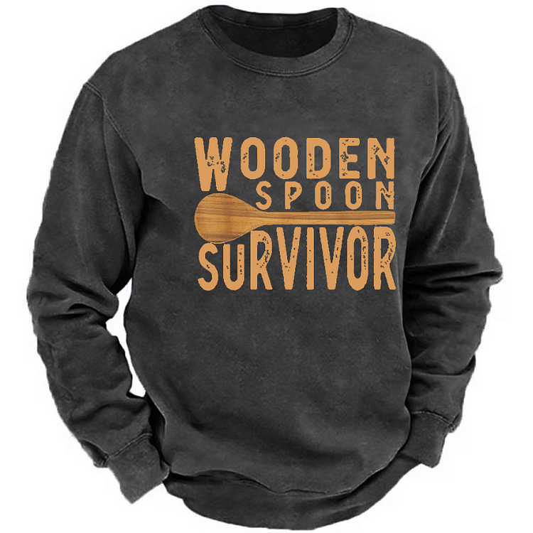 Wooden Spoon Survivor Funny Sarcastic Sweatshirt