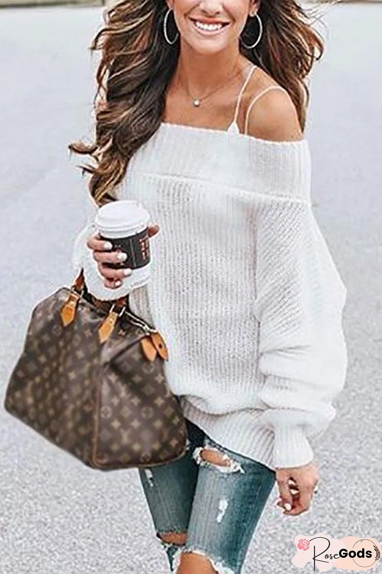 Off Shoulder Puff Sleeve Sweater
