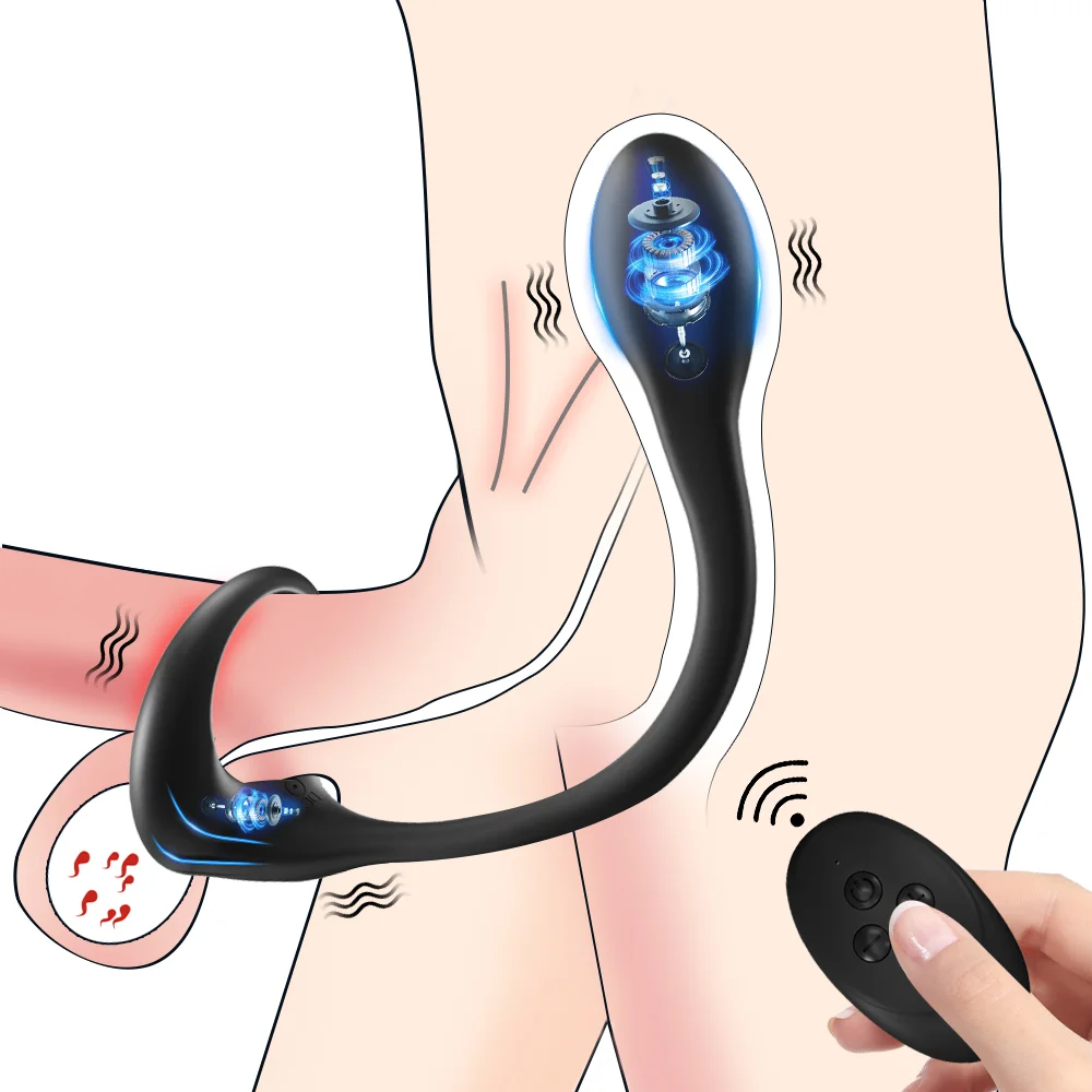 Wireless Remote Control Vibrating Prostate Massager With Penis Ring