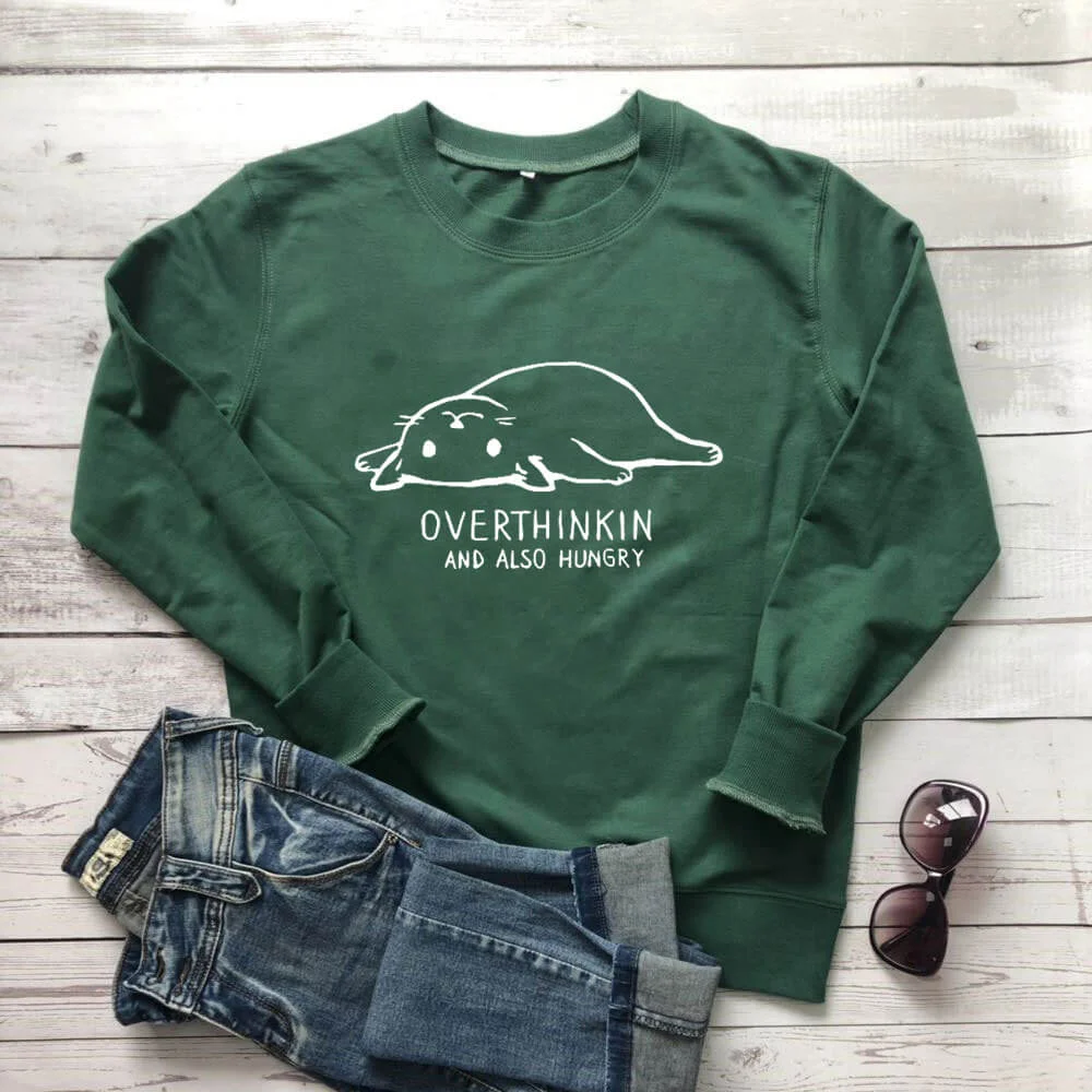 Lazy Cat Overthinkin And Also Hungry Sweatshirt