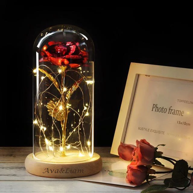 Enchanted Rose Night light Custom Text Eternity Rose LED Lamp Romantic Gift