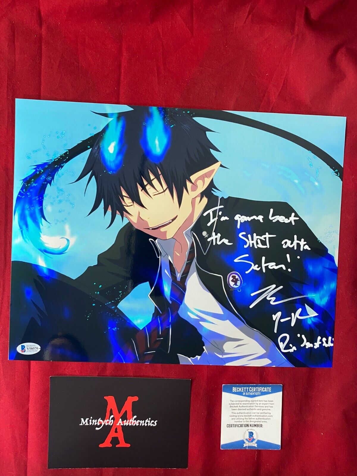 BRYCE PAPENBROOK SIGNED 11x14 Photo Poster painting! BLUE EXORCIST! RIN! BECKETT COA! ANIME!