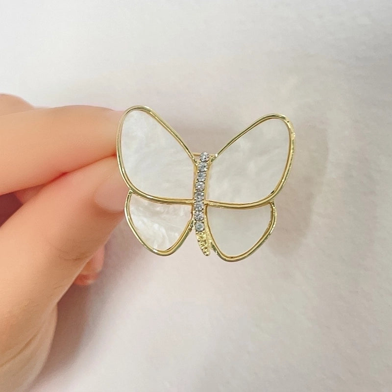 Fashion Pin Flower Alloy Plating Inlay Artificial Gemstones Pearl Women’S Brooches