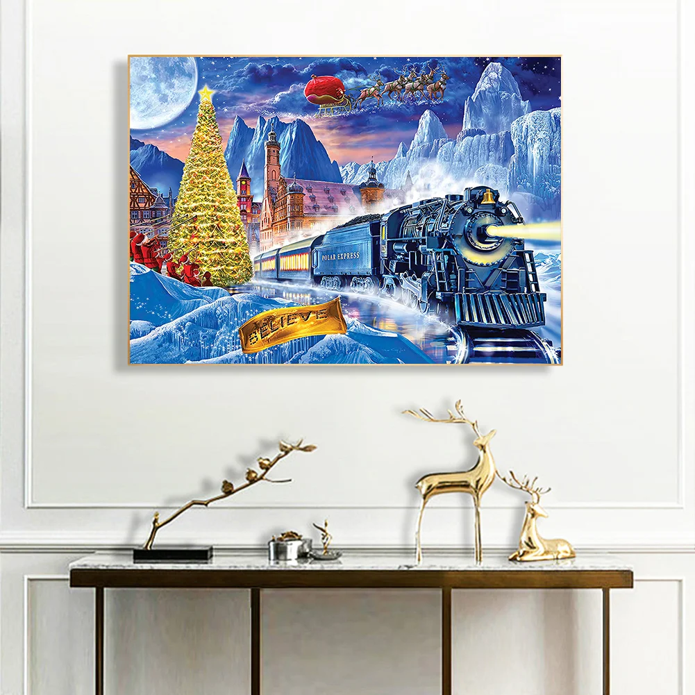 Diamond Painting - Full Round Drill - Christmas Train(50*40cm)