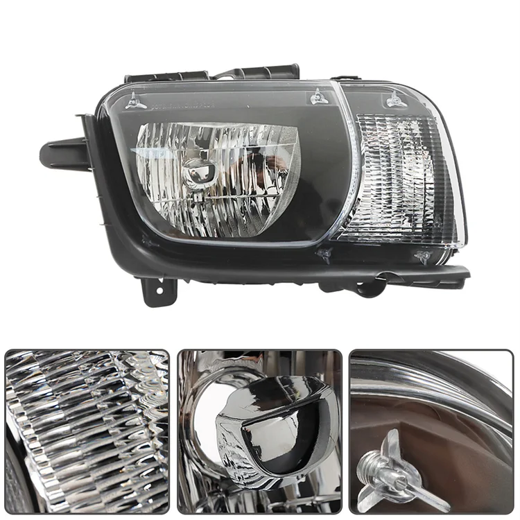 SEBLAFF GM2503346 GM2502346 Headlight Assembly Replacement for 2010 2011 2012 2013 Camaro Headlamp Black Driver and Passenger Side