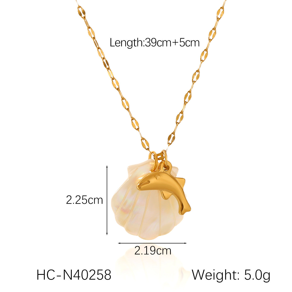 18K Gold Stainless Steel Starfish Seahorse Ocean Style Shell Pendant Necklace Ins Style Niche Design Clavicle Chain
