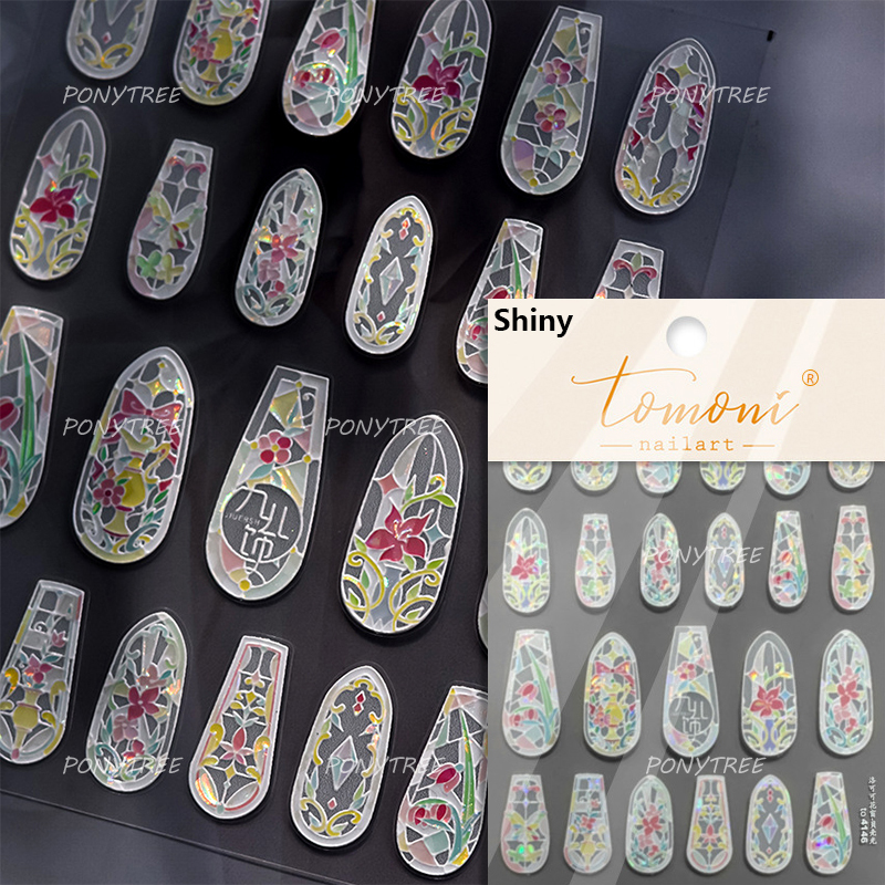 Bayuyun Dreamy Summer Nails – Blue Pink Purple Gradual Flower Petal Butterfly 5D Nail Art Stickers  