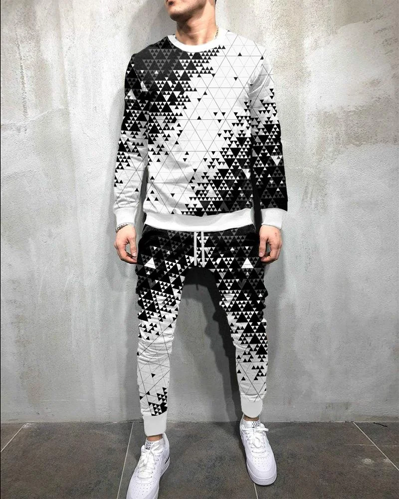 Men's Fashion Gradient Graphics Printing Long-sleeved Suit