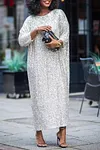 Women's Glittery Sequin Long Sleeve Maxi Dress