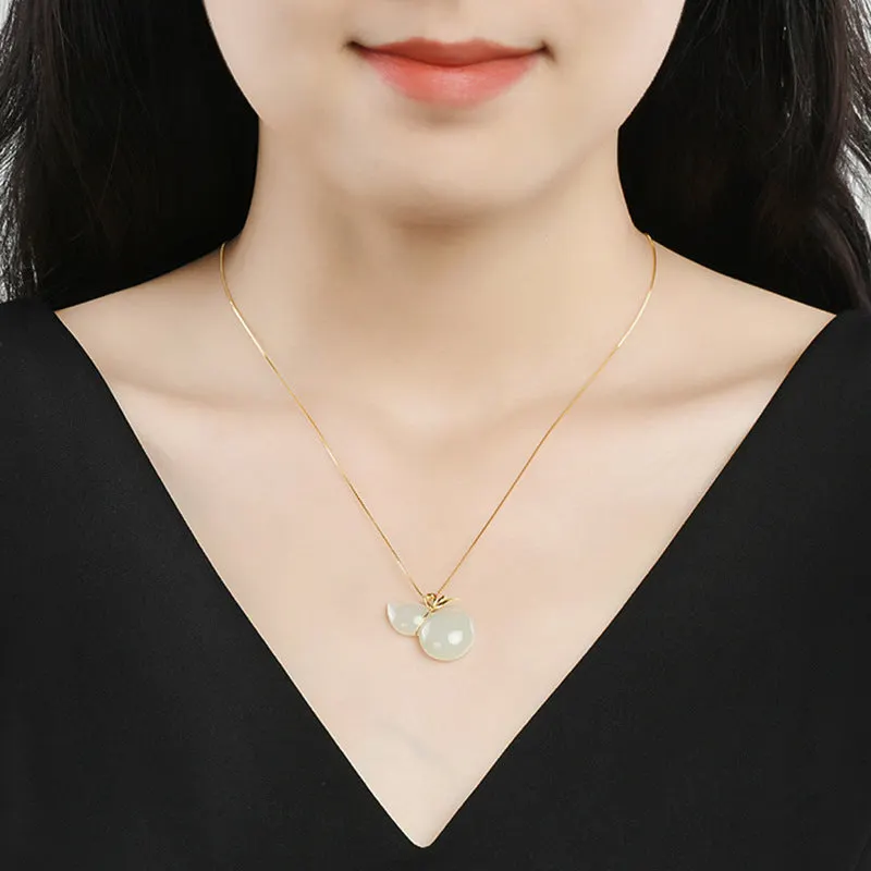 White Jade Gourd Pendant Necklace