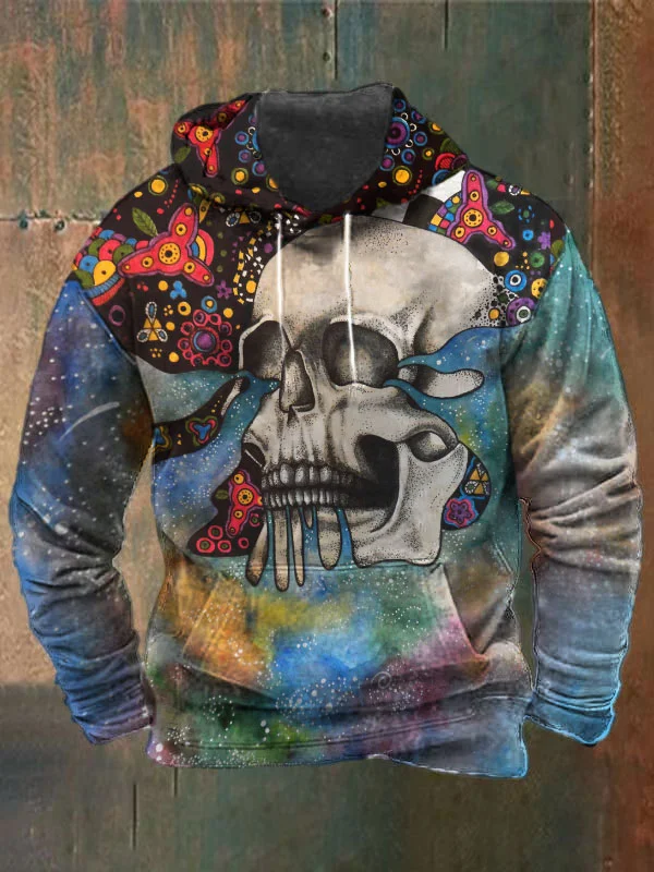 Unisex Skull Print Heavyweight Hoodies