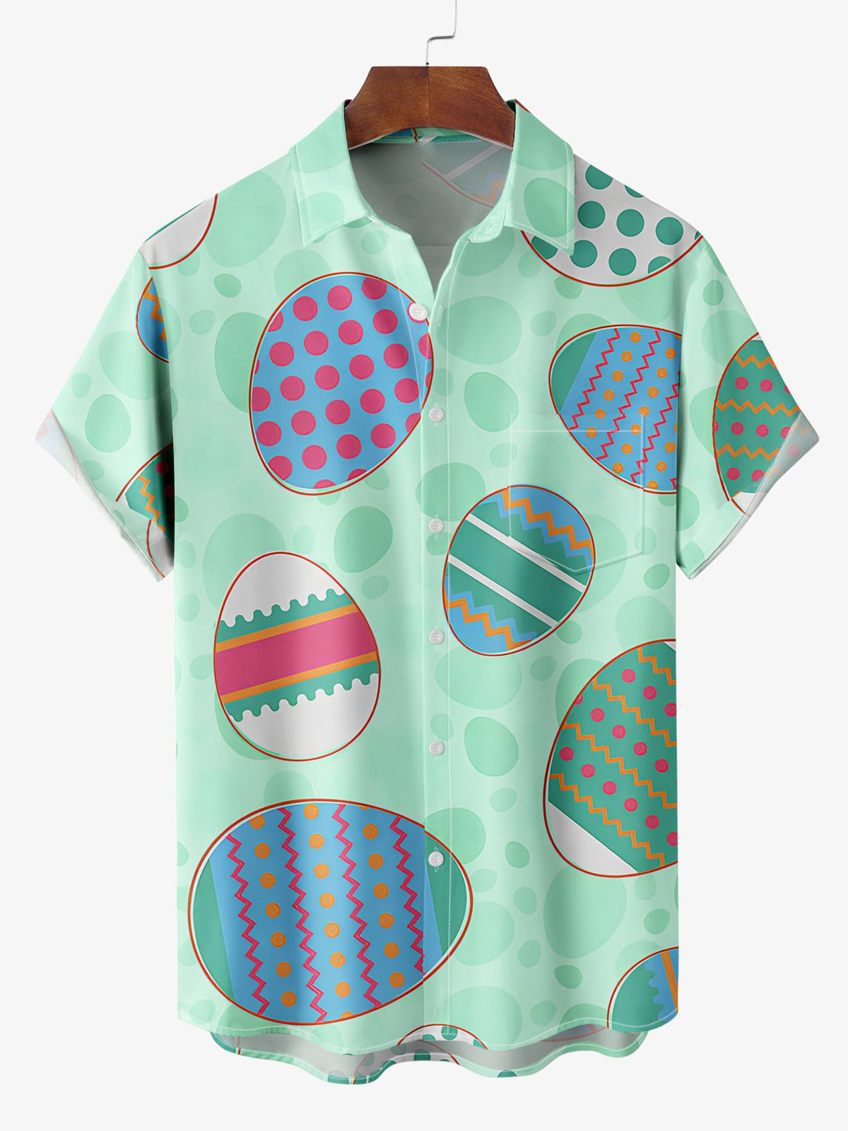 Cartoon Easter Egg Casual Short Sleeve Shirt PLUSCLOTHESMAN