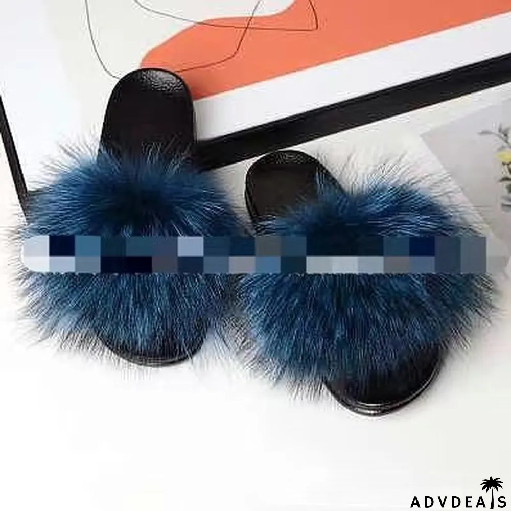 Furry Slippers Flat Half-drag Slippers