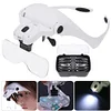 Adjustable Lens Wearing Type Glasses Magnifier Loupe Kit with LED Lights Tool