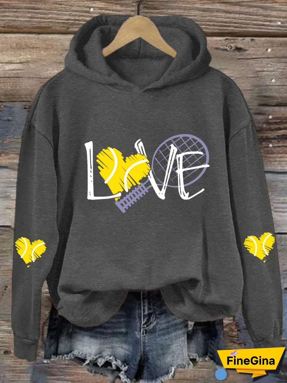Women's Love Tennis Casual Hoodie