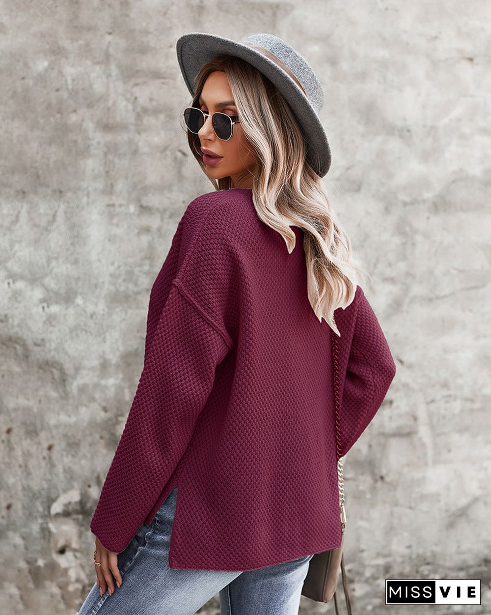 Loose Casual Long Sleeve V Neck Sweater Top