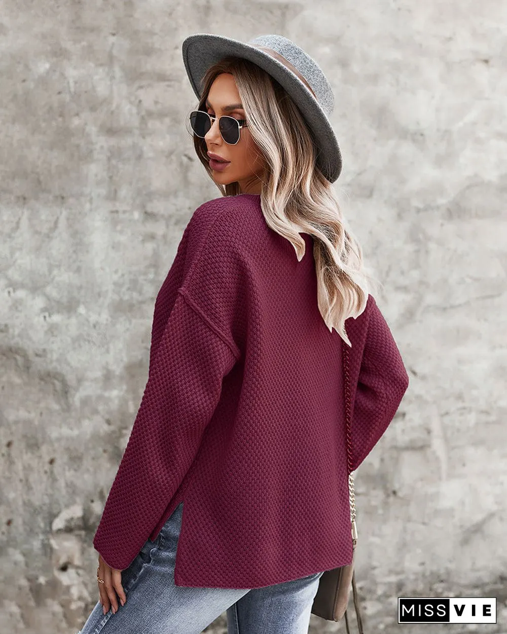 Loose Casual Long Sleeve V Neck Sweater Top