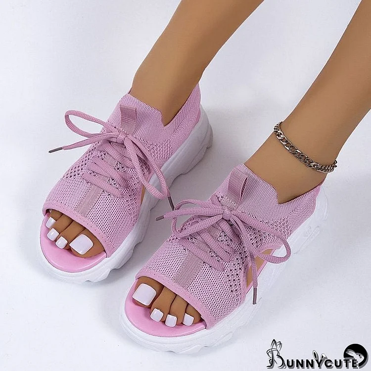 Casual Flat Hollow Fish Mouth Beach Sandals