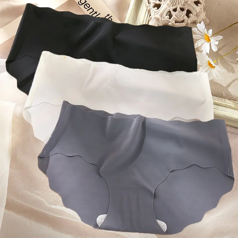 3PCS/Set Sexy Panties Women Seamless Underwear Female Briefs Underpants Invisible Intimates Lingerie One-Piece Low Waist Pantys