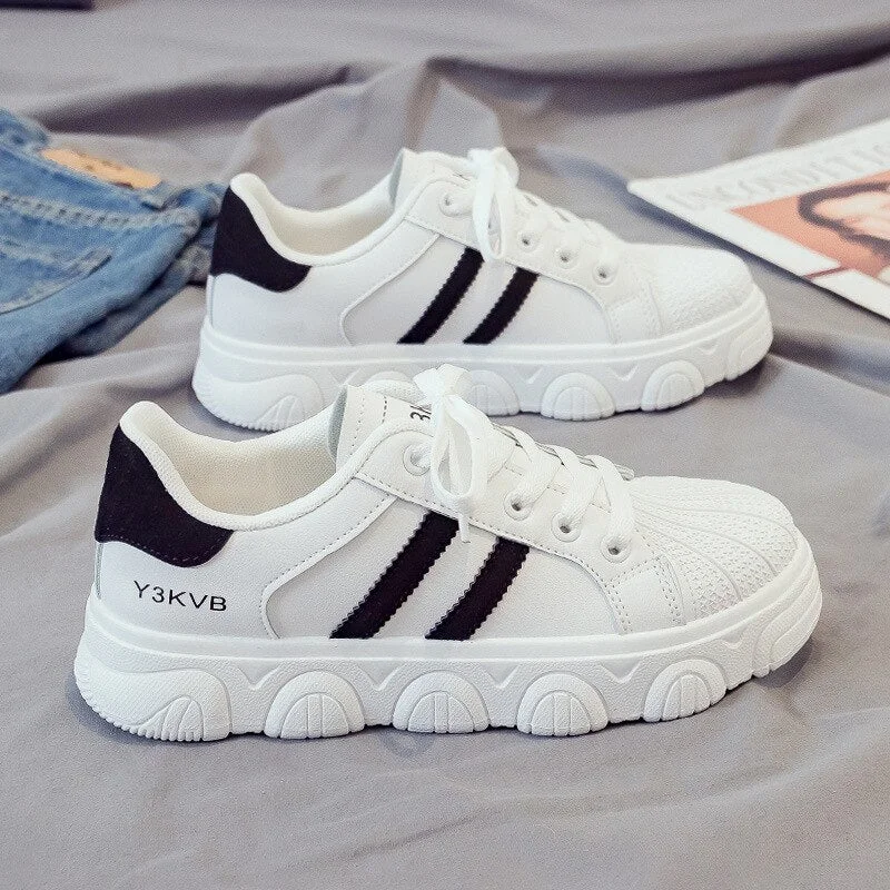 Lourdasprec  New Little White Shoes Student Versatile Net Red Board Shoes Sports Dad Women's Shoes
