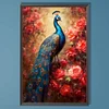 (Grande Taille) Paon et fleur rouge-plein diamant rond peinture-40 * 60cm
