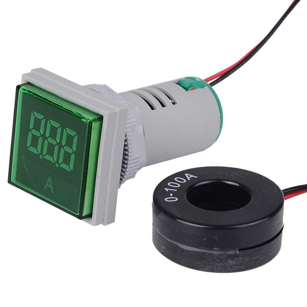 

0-100A Digital Ammeter Current Meter Indicator LED Lamp Square Signal Light, Green, 501 Original