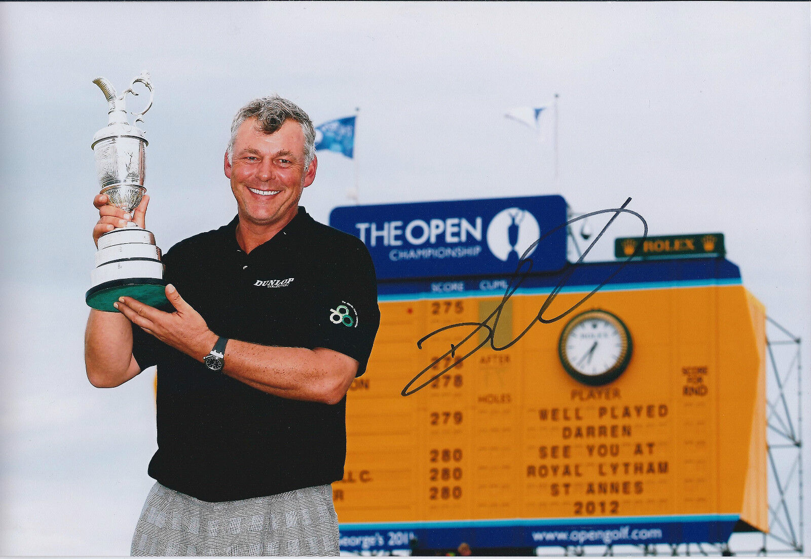 Darren CLARKE SIGNED Autograph 12x8 Photo Poster painting AFTAL COA Claret Jug GOLF Champion