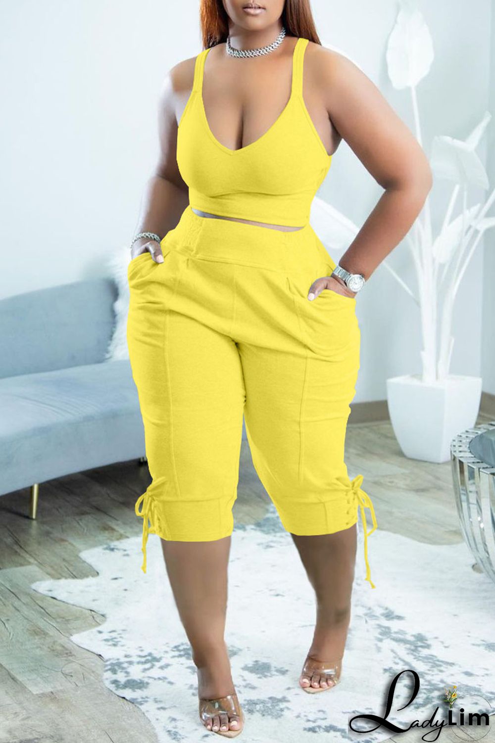 Blue Sexy Solid Split Joint V Neck Two Pieces