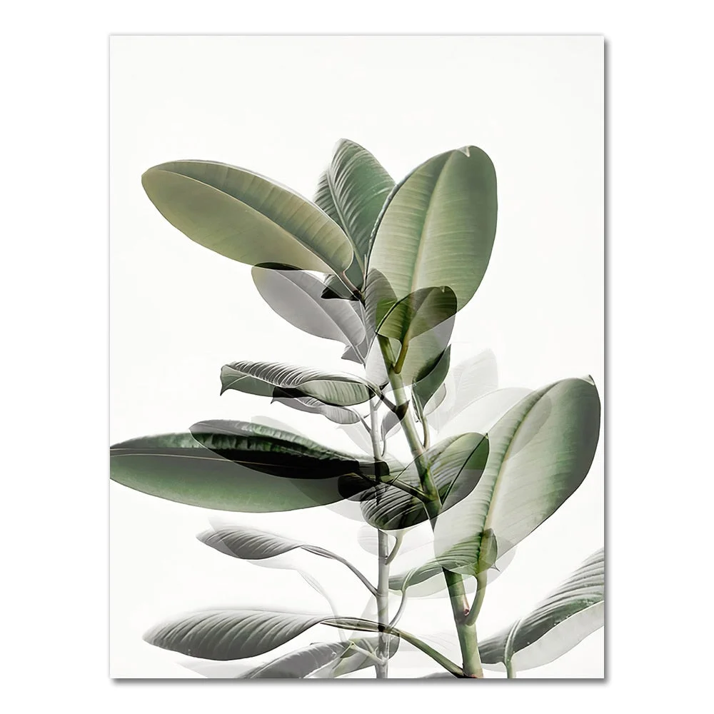Green Plant Leaves Poster Print Eucalyptus Wall Art Canvas Painting Picture for Living Room Optimistic Quote Home Decoration