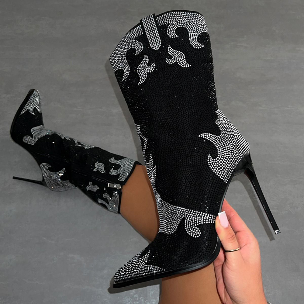 Black Party Club Boots Knee High Boots