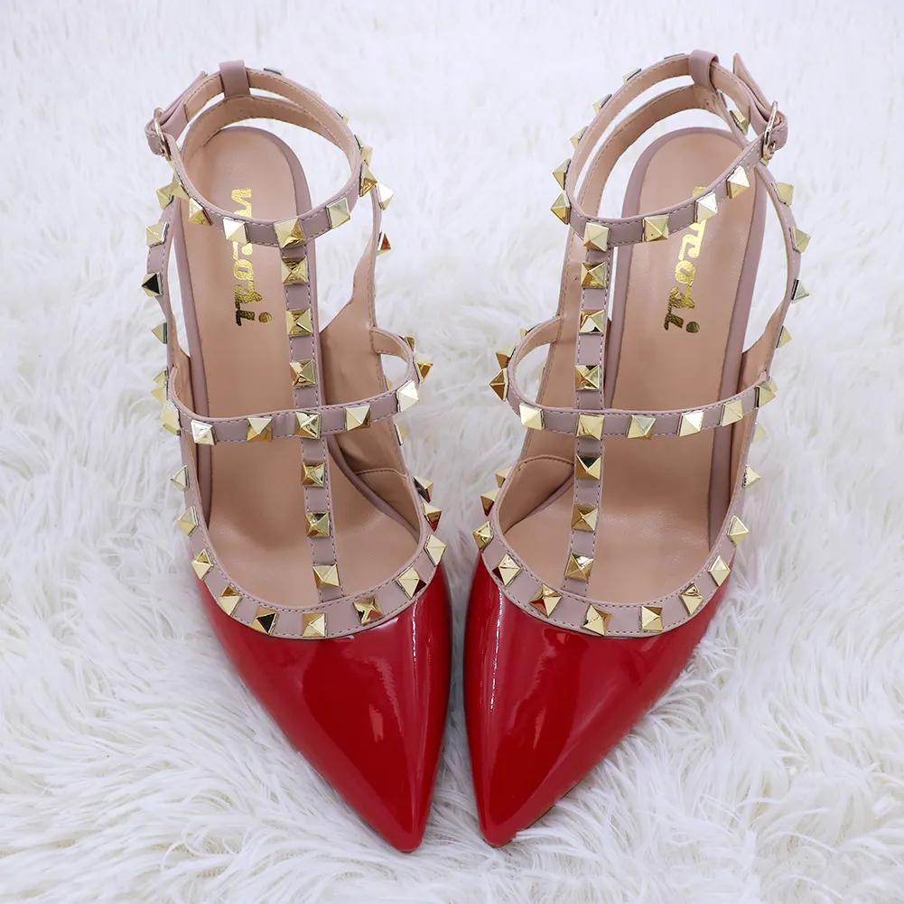 100mm High Heels Rivets Sandals PU-vocosishoes