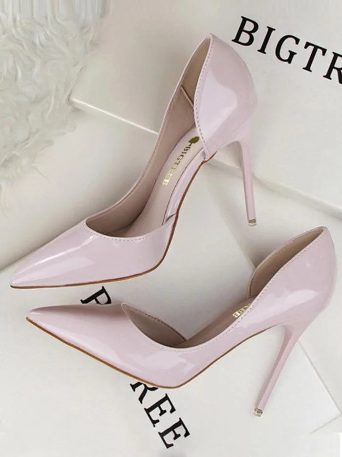Fashion stiletto high-heeled patent leather shallow pointy sexy high-heeled shoes