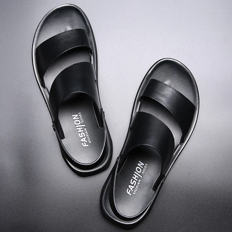 Qengg Dress Men Sandals Leather New 2022 Fashion Vintage Men Shoes High Quality Soft Comfort Casual Flats Beach Male Slippers