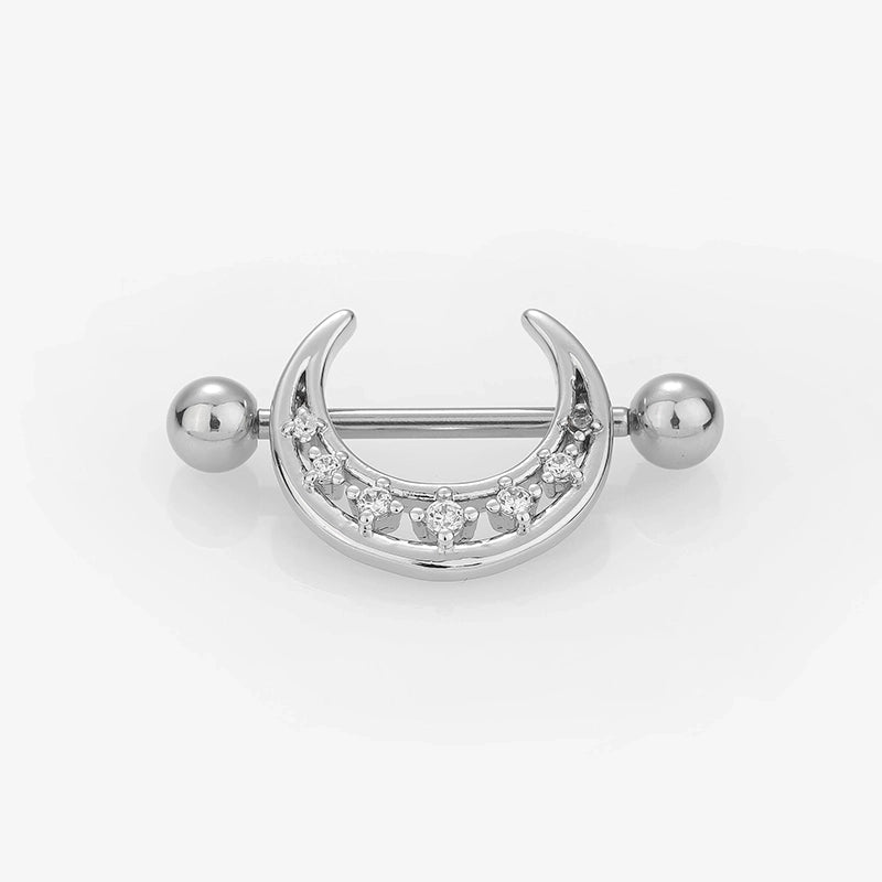 1 Piece Nipple Rings & Studs Sexy Modern Style Star Moon Leaves 316L Stainless Steel  Hollow Out Inlay Zircon 14K Gold Plated Nipple Rings & Studs
