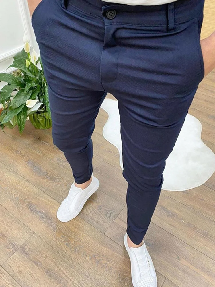 BrosWear Men's Solid Color Slim Fit Casual Pants