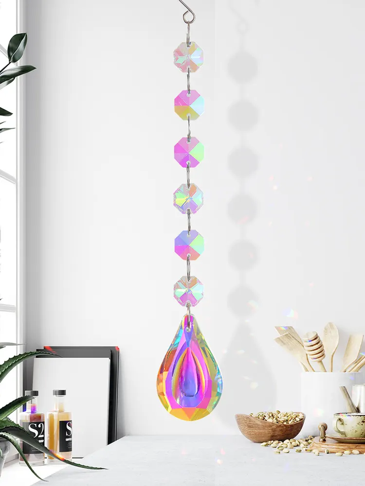 Crystal Wind Chimes Ornament AB Color Beads Hanging Pendant Kids Room Decor