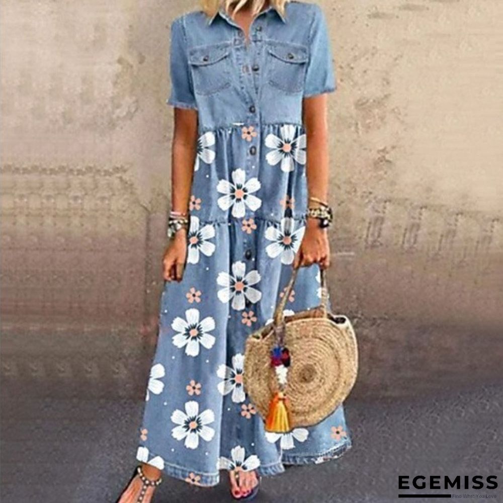 Denim Style Long Multi Button Old Dress | EGEMISS