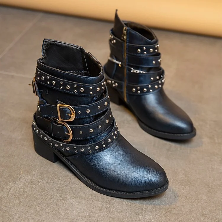 Breakj Breakj Women's Shoes 2025 Autumn And Winter Thick Belt Belt Short-Sleest Single Boots Women