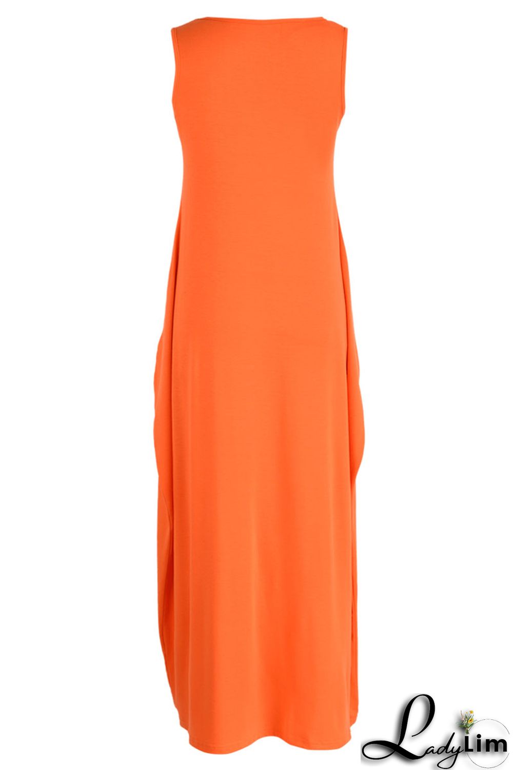 Yellow Casual Solid Patchwork U Neck Long Dress Dresses