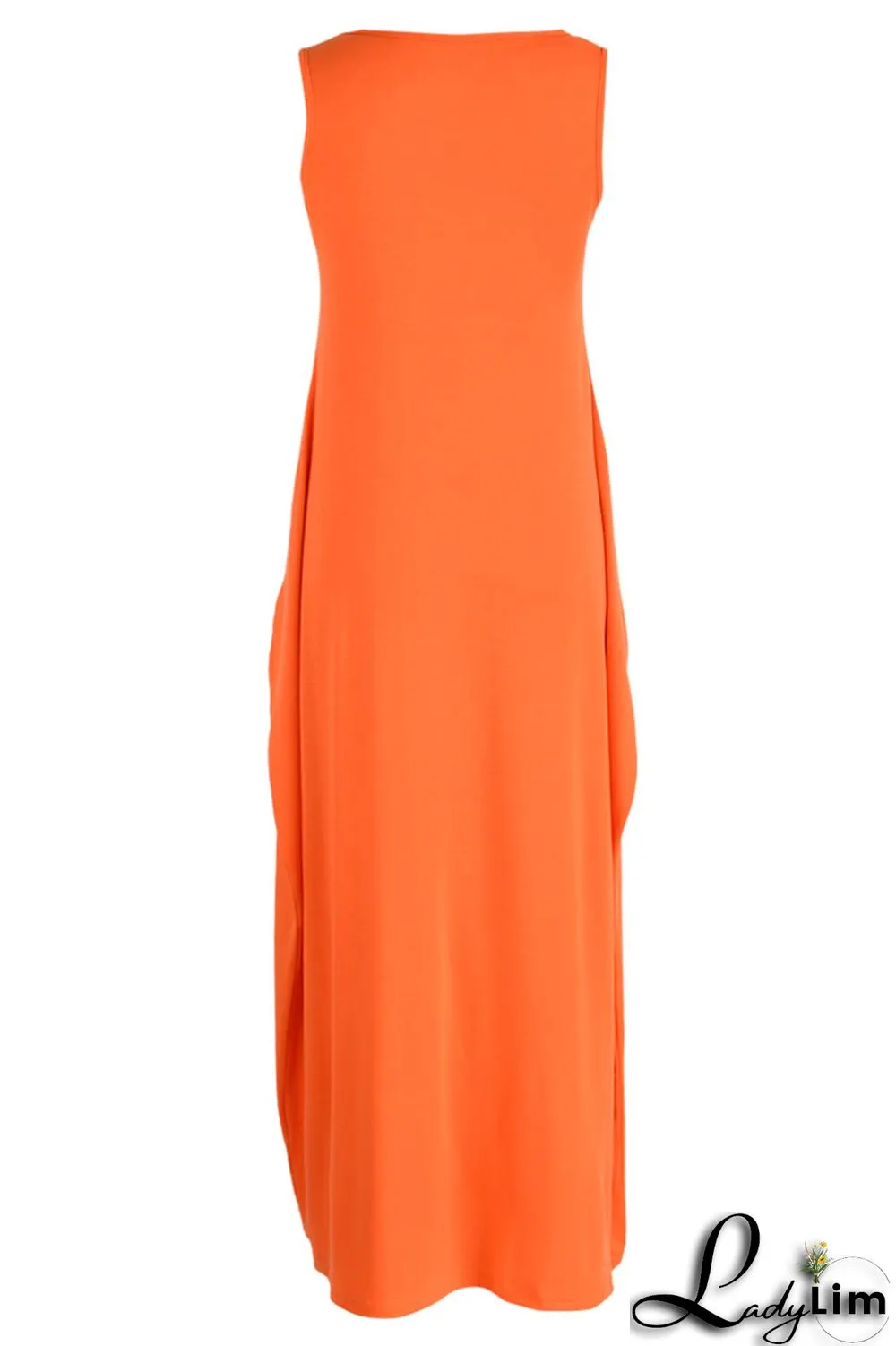 Yellow Casual Solid Patchwork U Neck Long Dress Dresses