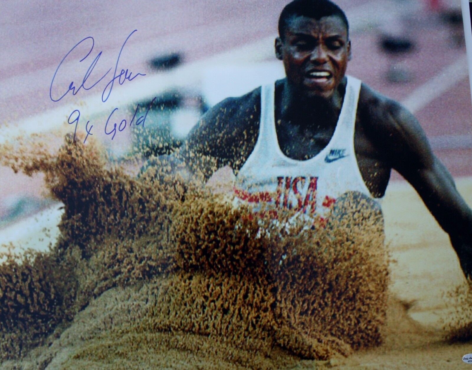 Autographed Carl Lewis 9 x Gold