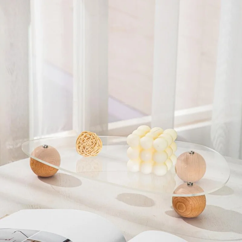athvotar Storage Tray Home Decor Clear Decorative Tray Candlestick Stand Table Aromatherapy Display Stand Modern Organizer