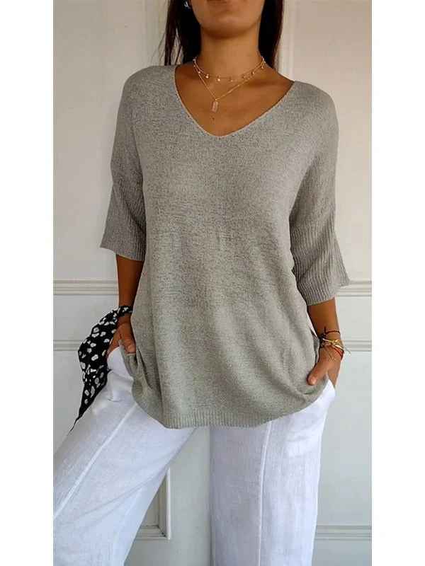 Brownm Casual Basic Style Slimming Sleeve Solid Sweaters
