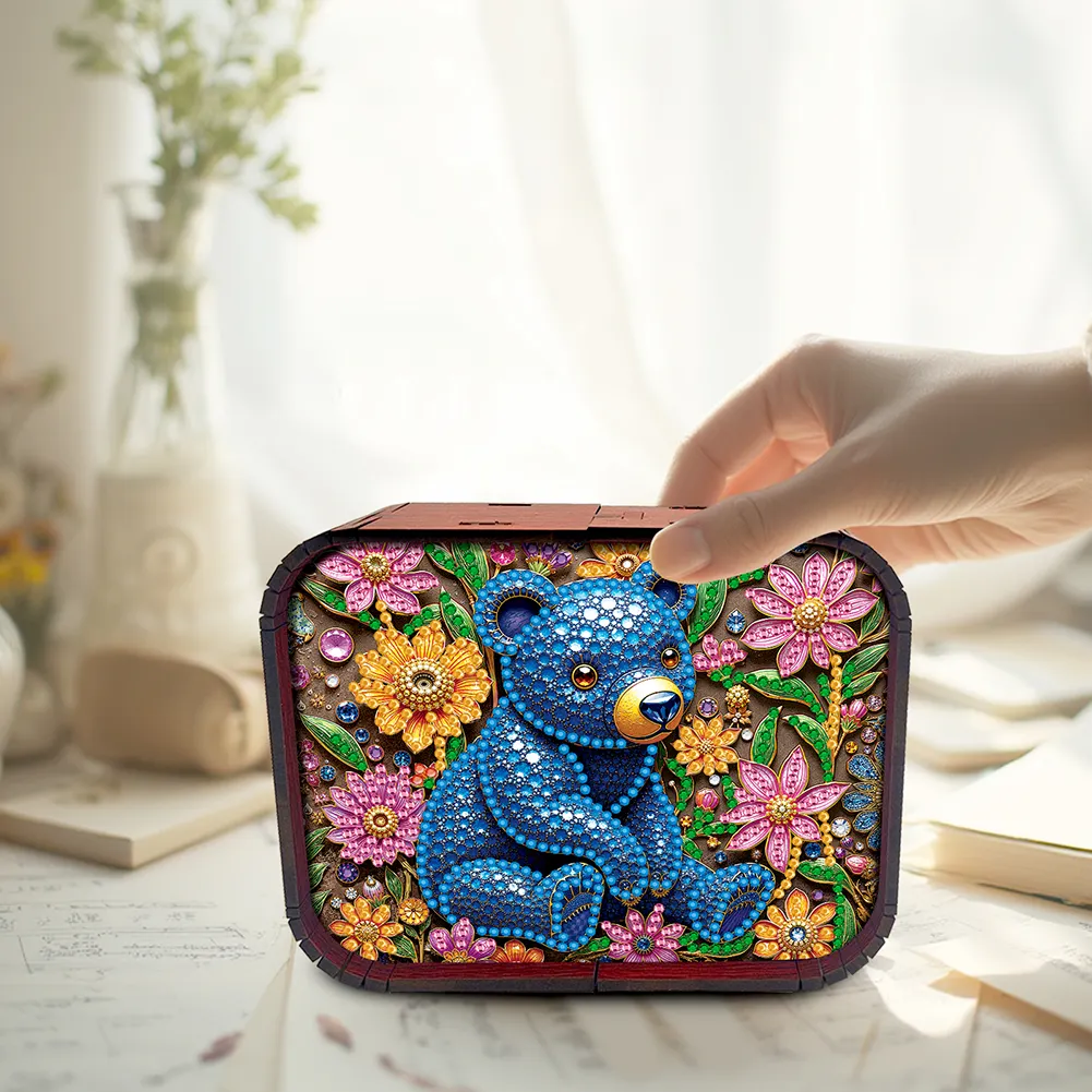 DIY Handcrafted Music Box Diamond Art Kits Music Home Bedroom Decor (Gem Bear)